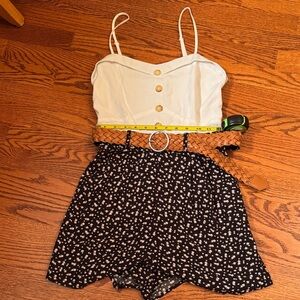 J for Justify White and Black Floral Romper